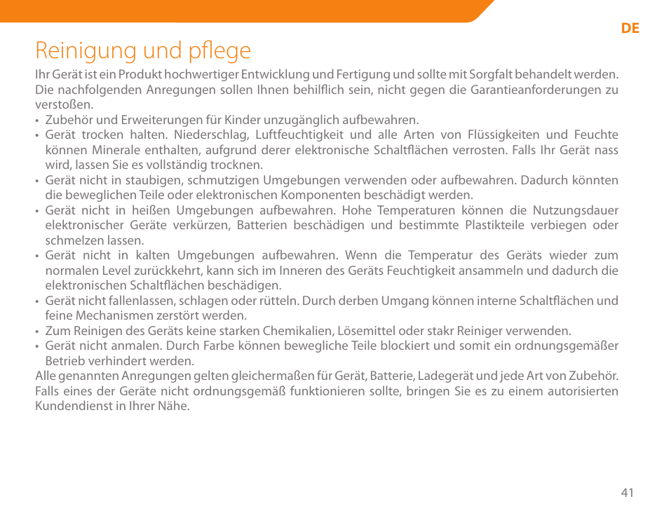 Reinigung und pflege | Acme BH-01 User Manual | Page 41 / 92
