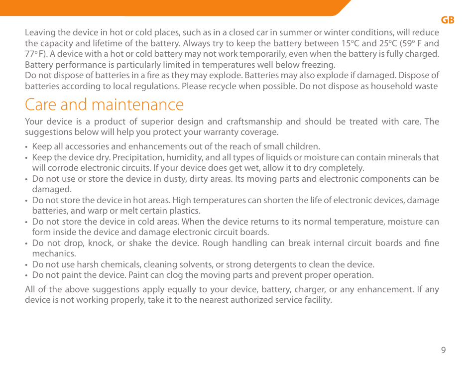 Care and maintenance | Acme BH-01 User Manual | Page 9 / 92