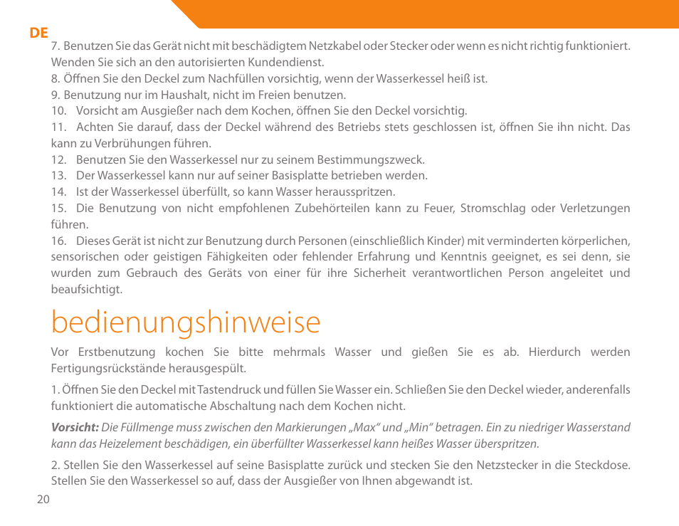 Bedienungshinweise | Acme KE300 User Manual | Page 20 / 56