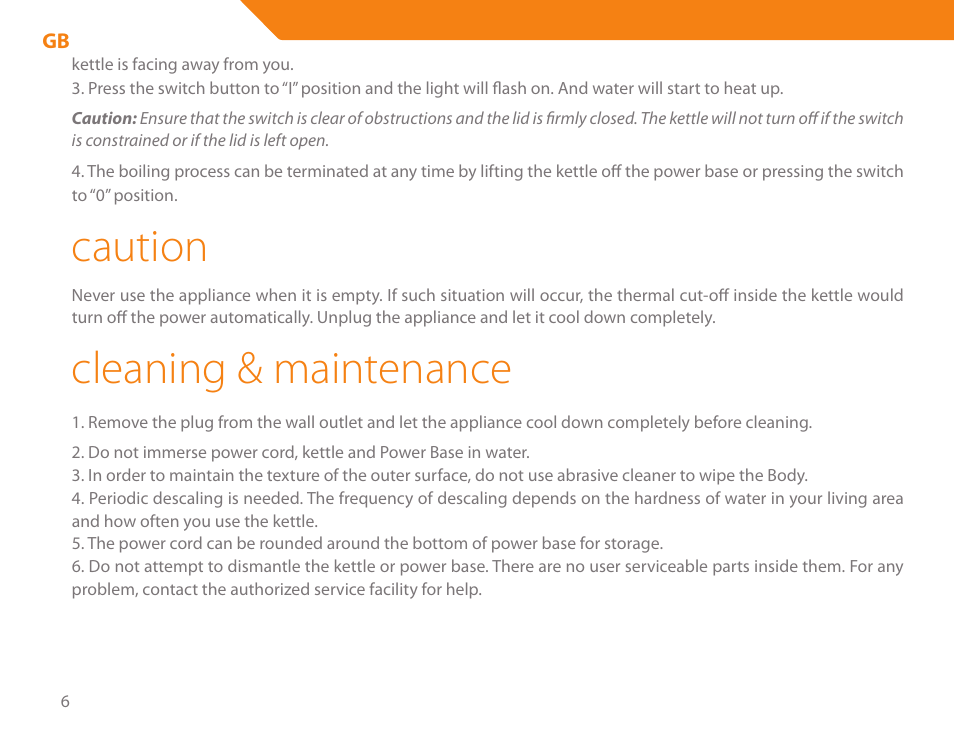 Caution, Cleaning & maintenance | Acme KE300 User Manual | Page 6 / 56