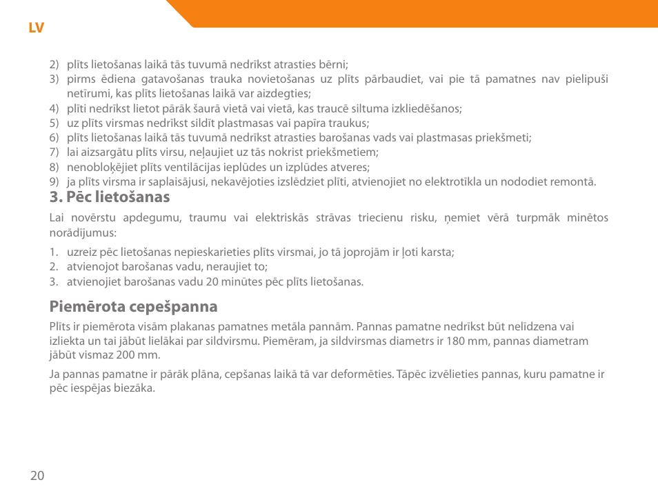 Pēc lietošanas, Piemērota cepešpanna | Acme GH200 User Manual | Page 20 / 48
