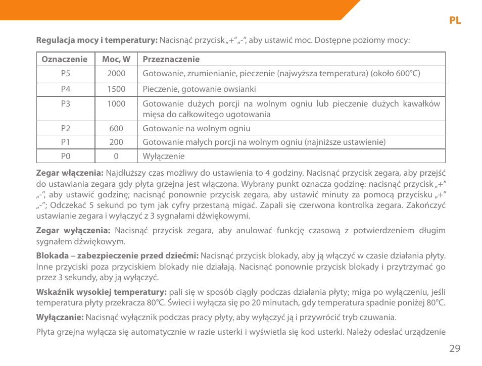 29 pl | Acme GH200 User Manual | Page 29 / 48