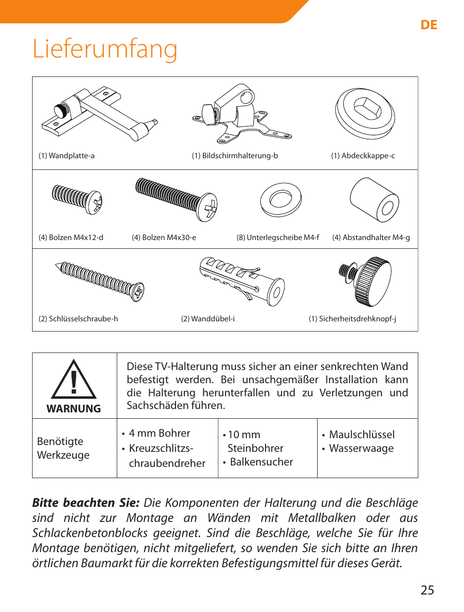 Lieferumfang, 25 de | Acme LCD105 User Manual | Page 25 / 66