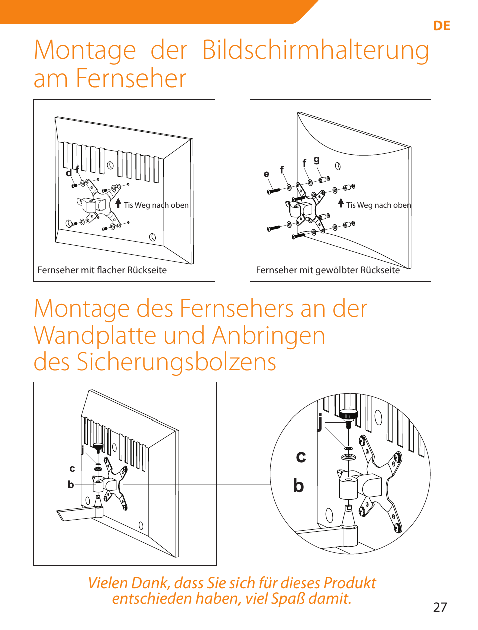 Montage der bildschirmhalterung am fernseher | Acme LCD105 User Manual | Page 27 / 66