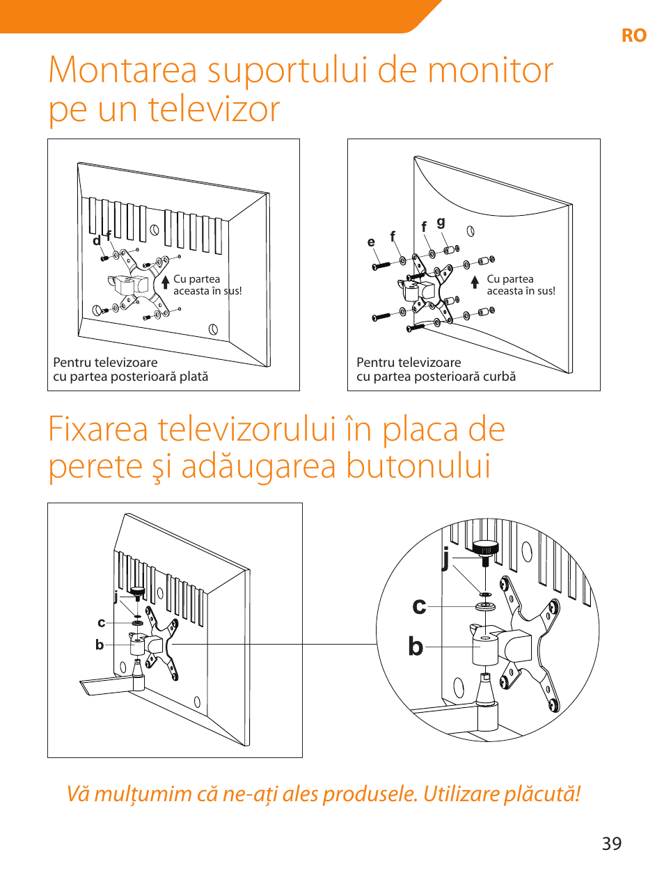 Montarea suportului de monitor pe un televizor | Acme LCD105 User Manual | Page 39 / 66