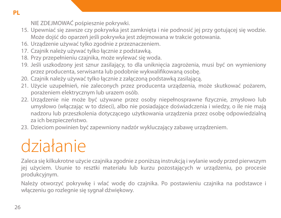 Działanie | Acme KA300 User Manual | Page 26 / 76