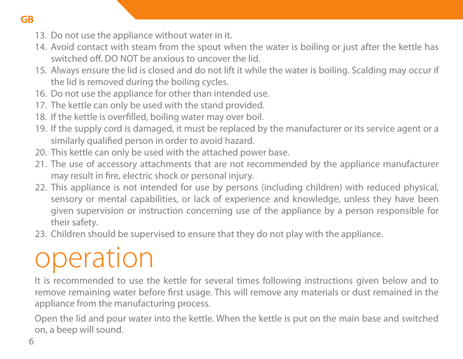 Operation | Acme KA300 User Manual | Page 6 / 76