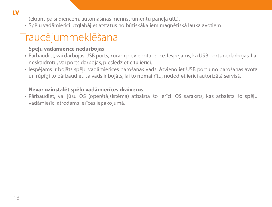 Traucējummeklēšana | Acme GS03 User Manual | Page 18 / 76