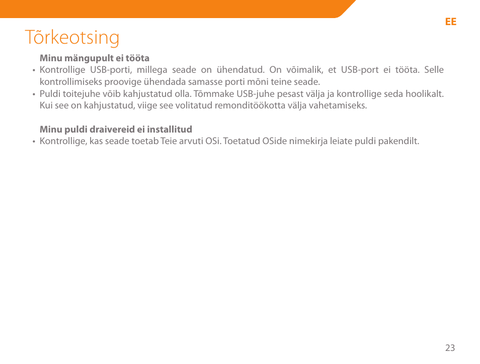 Tõrkeotsing | Acme GS03 User Manual | Page 23 / 76
