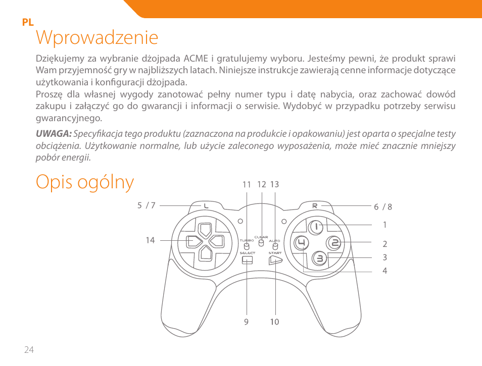 Wprowadzenie, Opis ogólny | Acme GS03 User Manual | Page 24 / 76