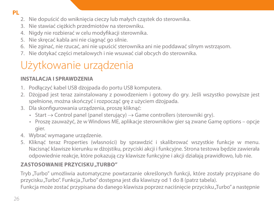 Użytkowanie urządzenia | Acme GS03 User Manual | Page 26 / 76