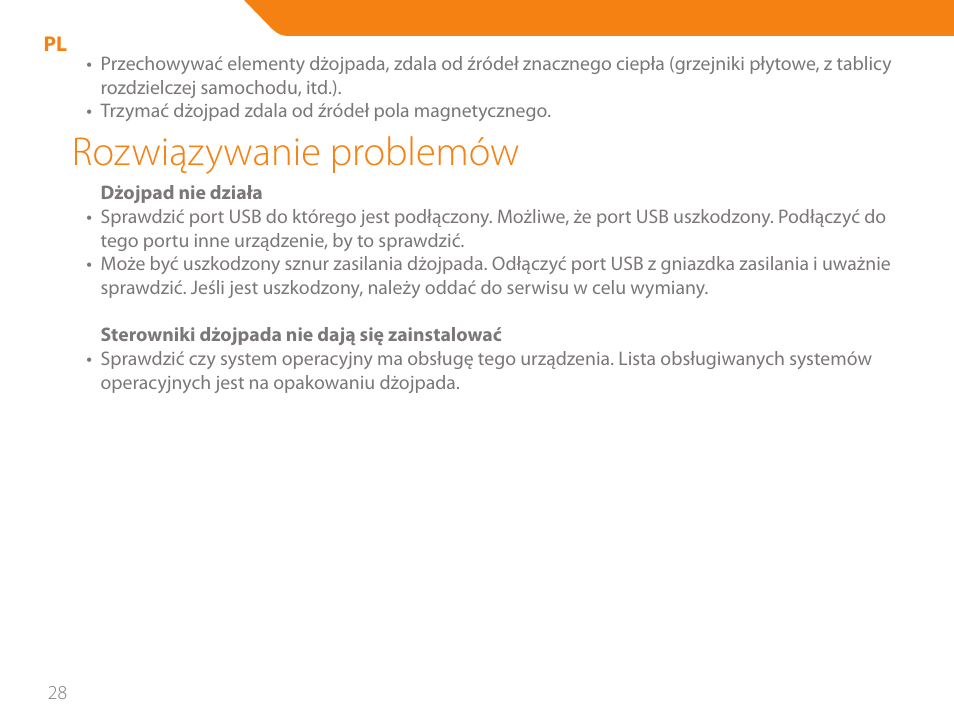 Rozwiązywanie problemów | Acme GS03 User Manual | Page 28 / 76