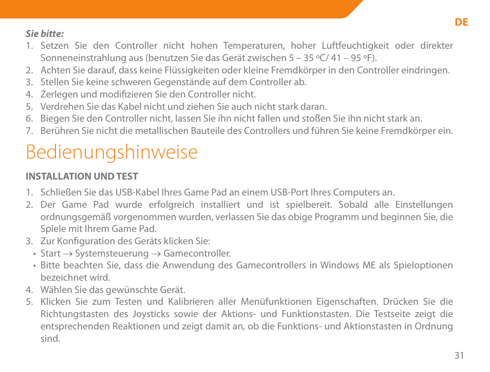 Bedienungshinweise | Acme GS03 User Manual | Page 31 / 76