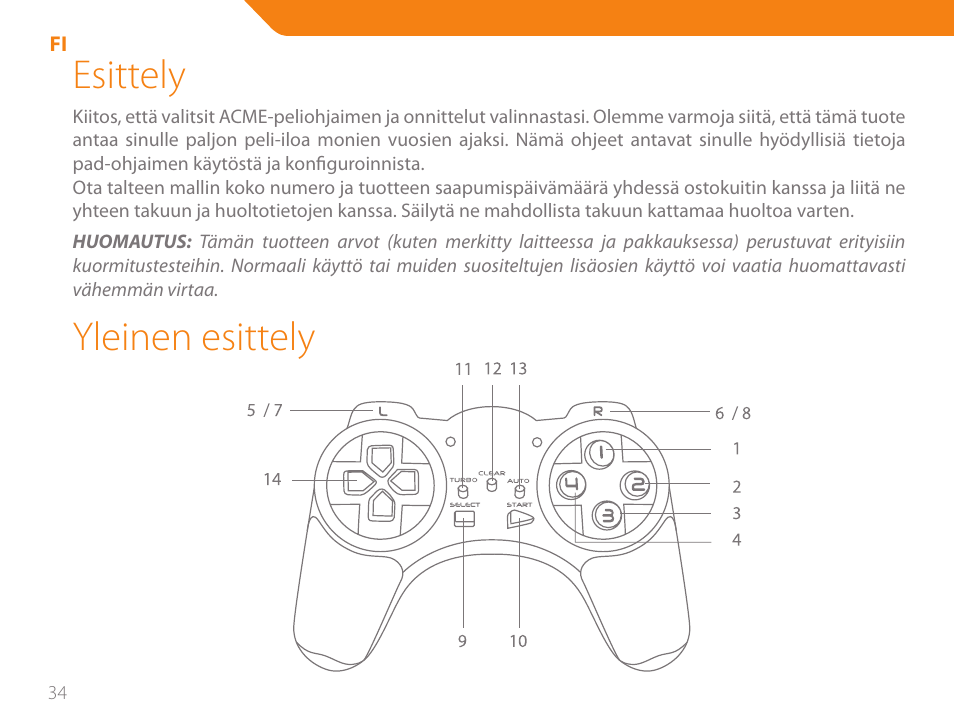 Esittely, Yleinen esittely | Acme GS03 User Manual | Page 34 / 76
