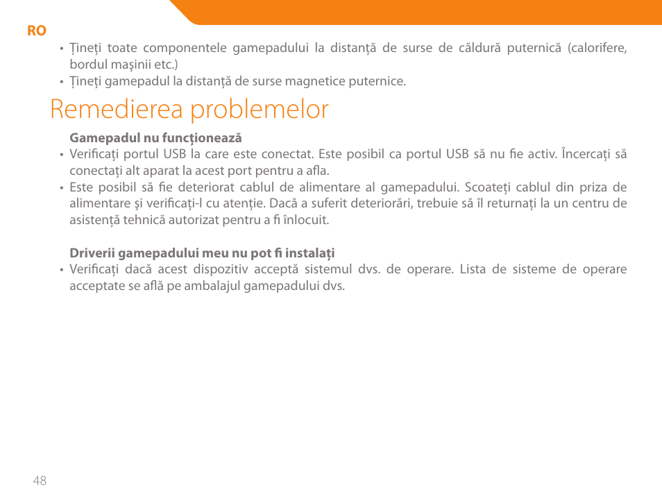 Remedierea problemelor | Acme GS03 User Manual | Page 48 / 76