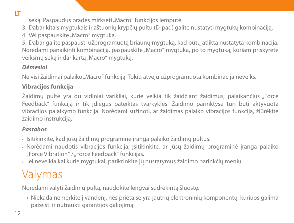 Valymas | Acme GA03 User Manual | Page 12 / 80