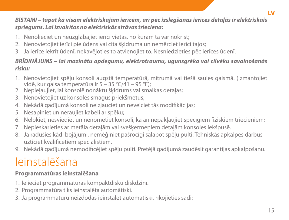 Ieinstalēšana | Acme GA03 User Manual | Page 15 / 80