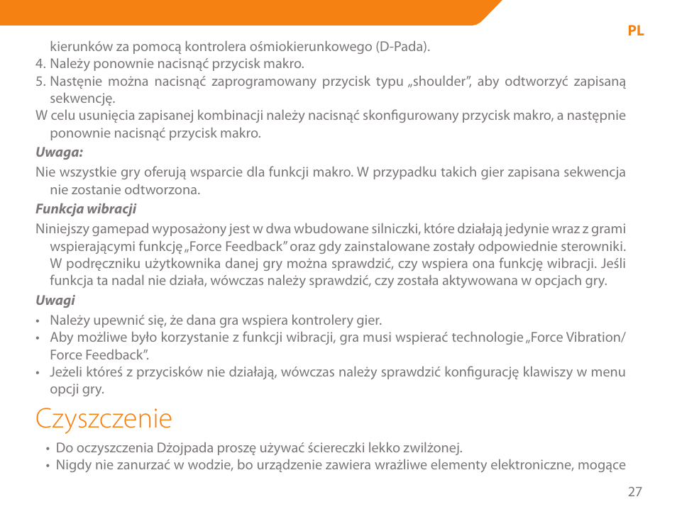 Czyszczenie | Acme GA03 User Manual | Page 27 / 80