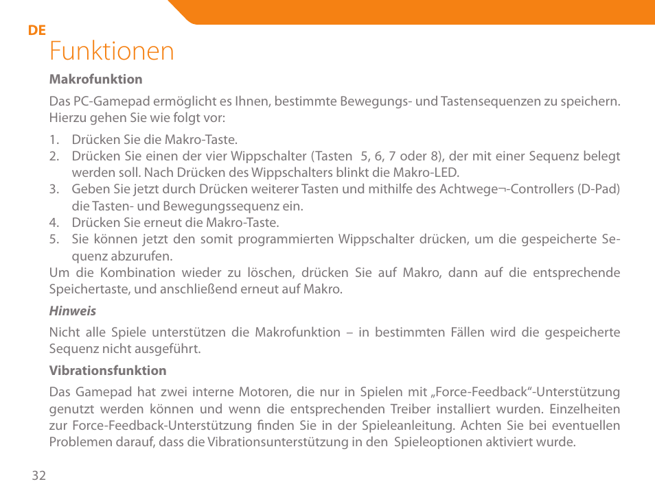 Funktionen | Acme GA03 User Manual | Page 32 / 80
