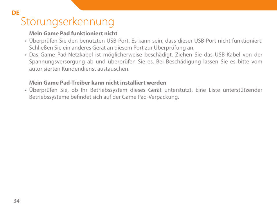 Störungserkennung | Acme GA03 User Manual | Page 34 / 80