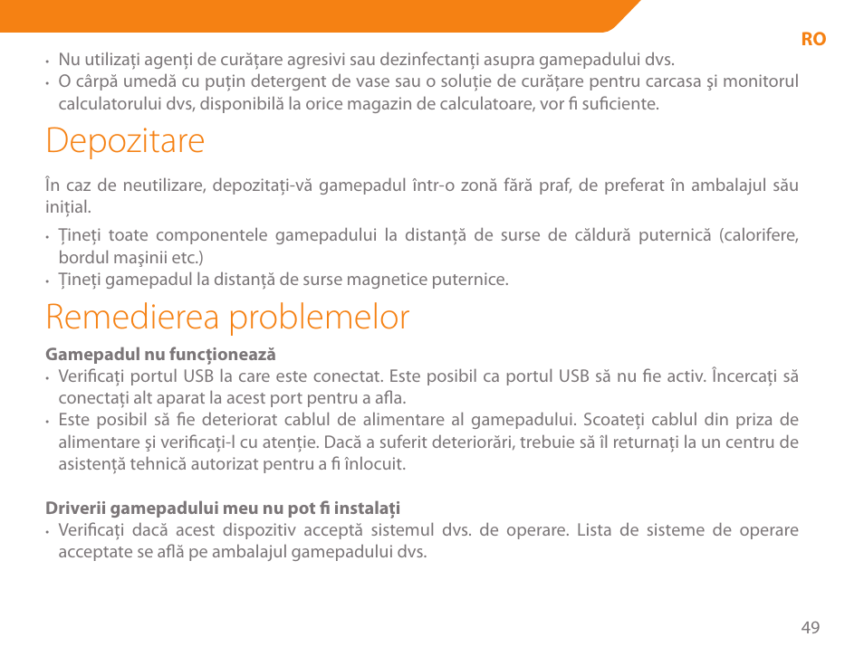 Depozitare, Remedierea problemelor | Acme GA03 User Manual | Page 49 / 80