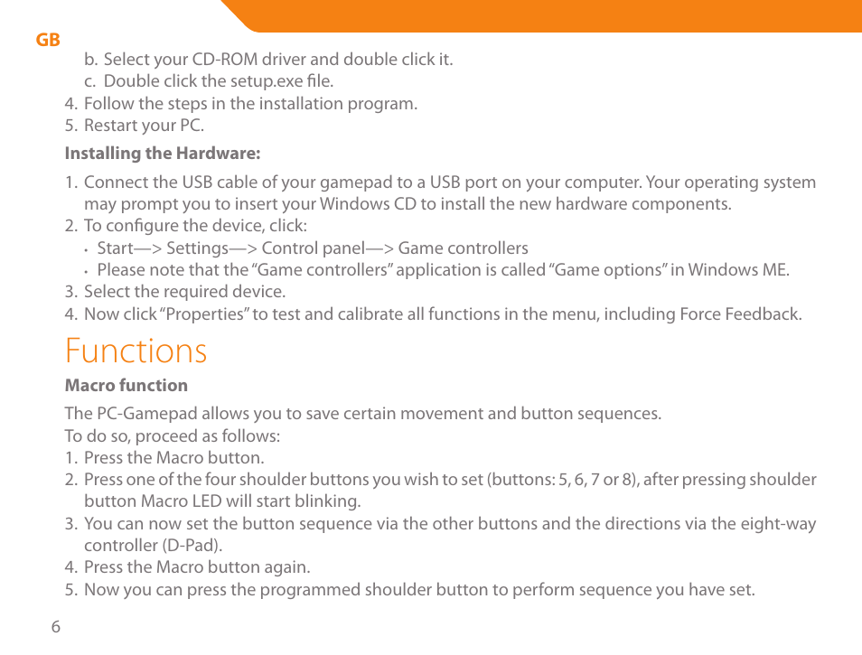 Functions | Acme GA03 User Manual | Page 6 / 80