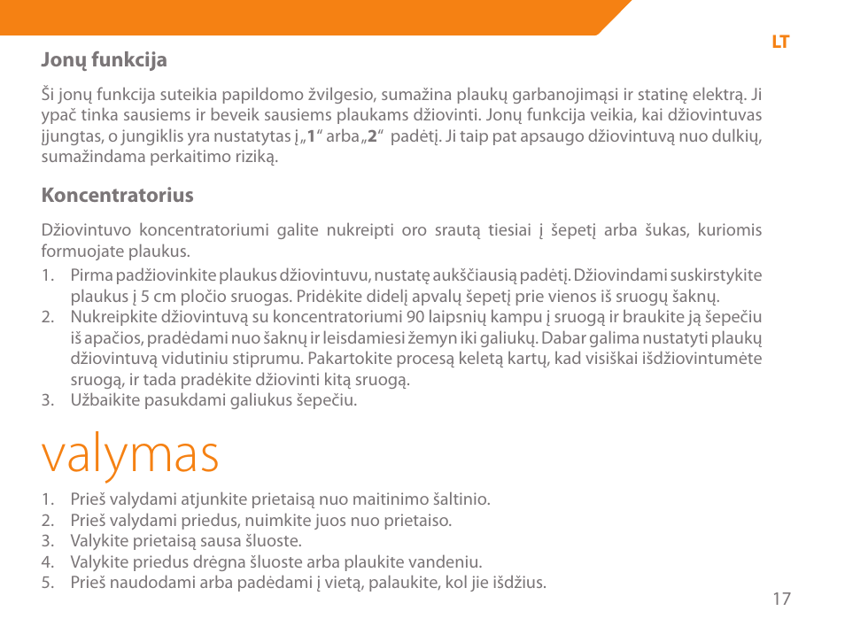 Valymas | Acme HD-210I User Manual | Page 17 / 90