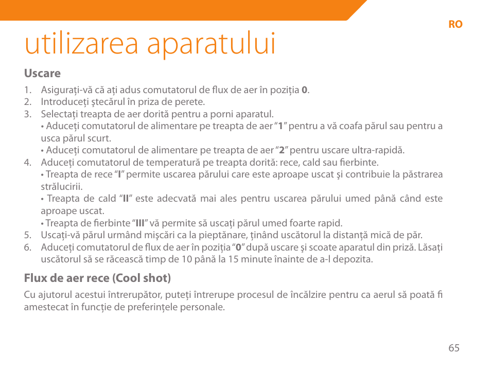 Utilizarea aparatului | Acme HD-210I User Manual | Page 65 / 90
