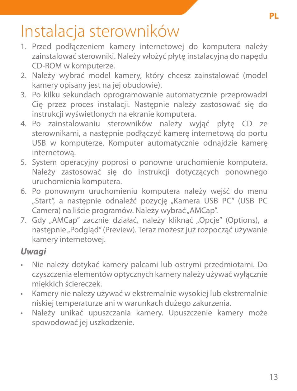 Instalacja sterowników | Acme CA03 User Manual | Page 13 / 40