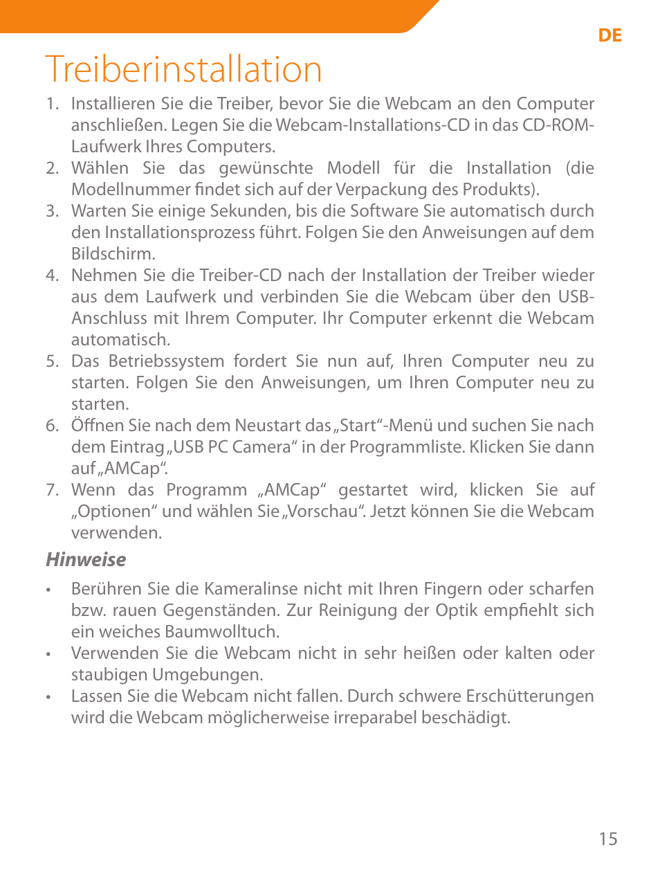 Treiberinstallation | Acme CA03 User Manual | Page 15 / 40