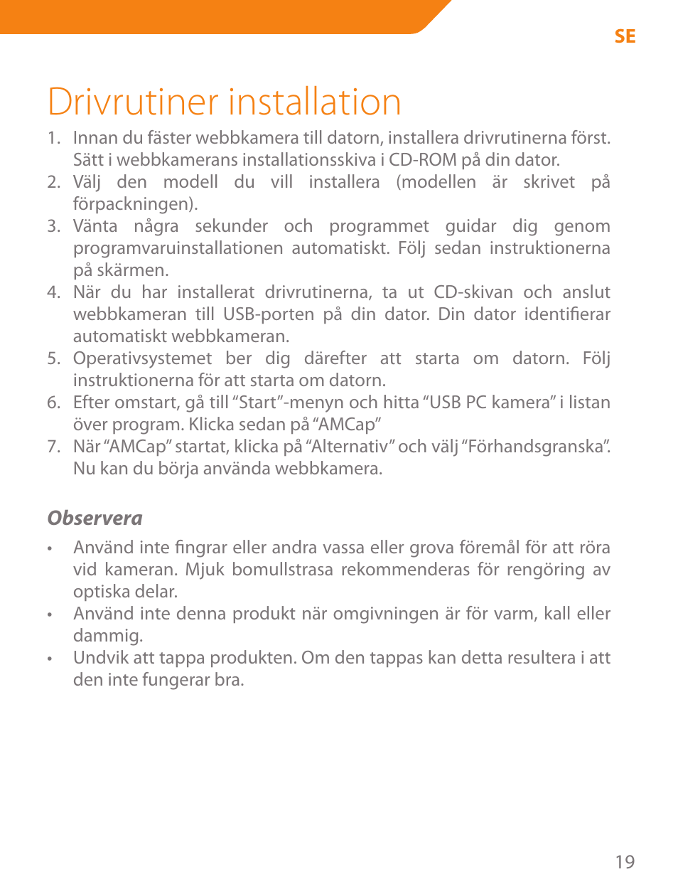 Drivrutiner installation | Acme CA03 User Manual | Page 19 / 40