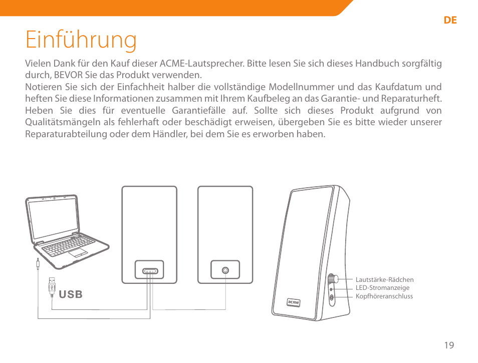 Einführung | Acme SS-108 User Manual | Page 19 / 52