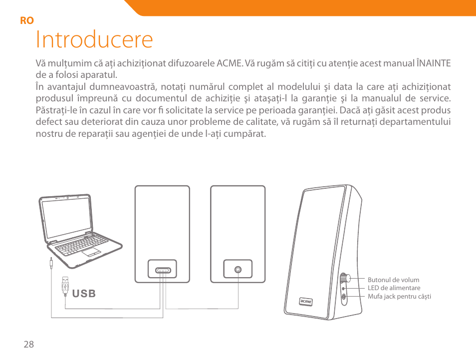 Introducere | Acme SS-108 User Manual | Page 28 / 52