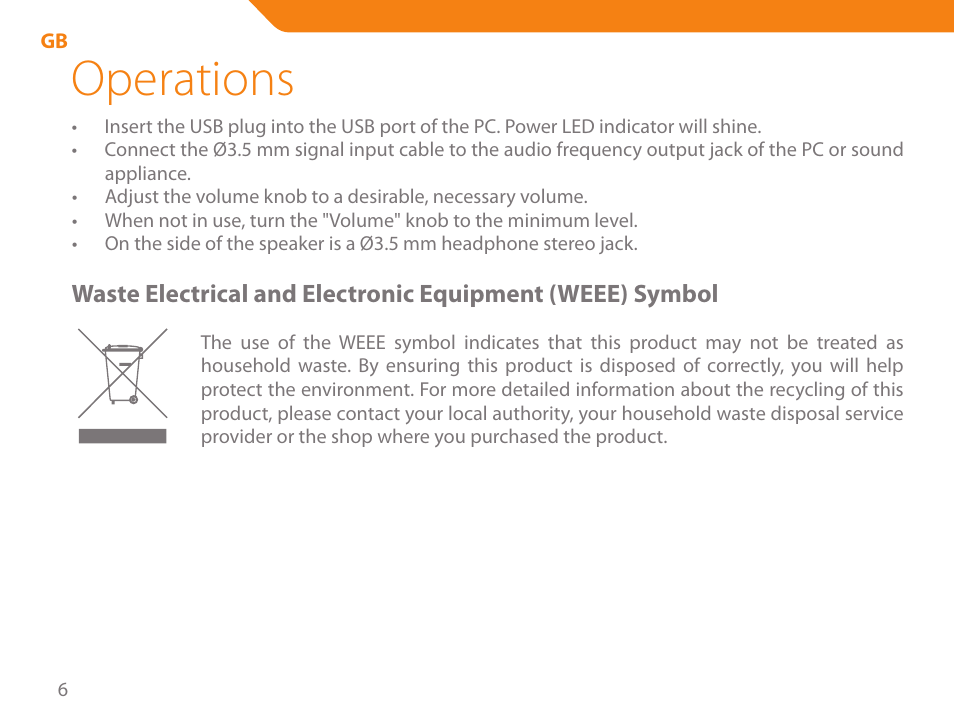 Operations | Acme SS-108 User Manual | Page 6 / 52