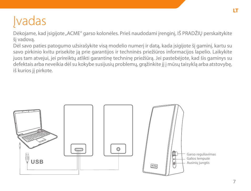 Įvadas | Acme SS-108 User Manual | Page 7 / 52