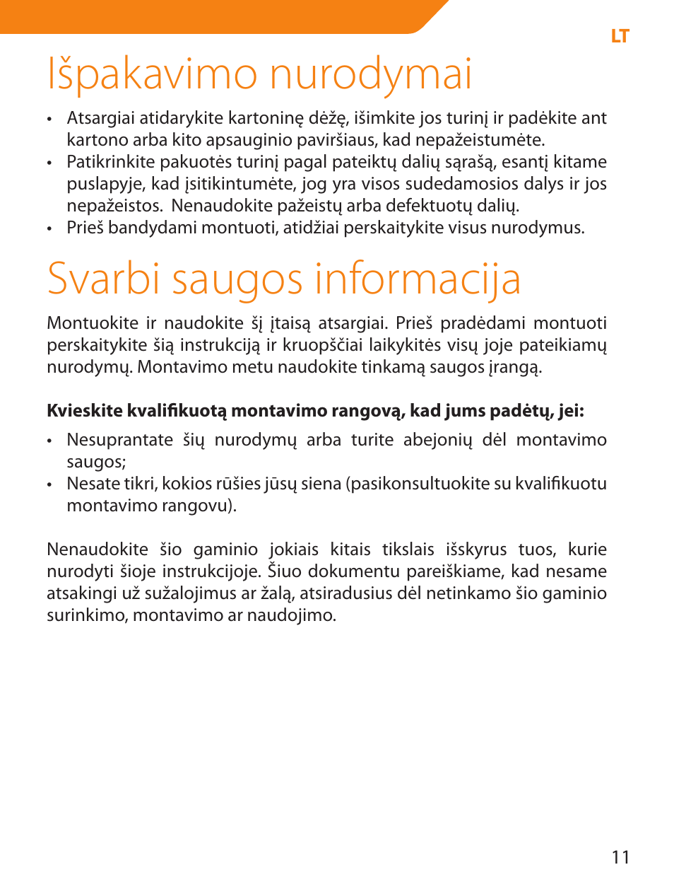 Išpakavimo nurodymai, Svarbi saugos informacija | Acme PLB114S User Manual | Page 11 / 100