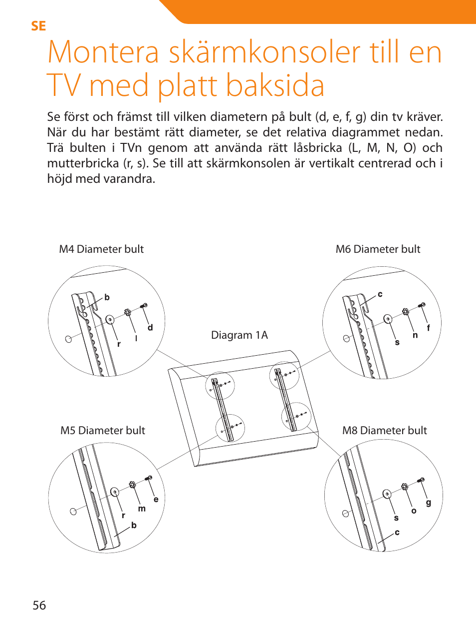 Montera skärmkonsoler till en tv med platt baksida | Acme PLB114S User Manual | Page 56 / 100