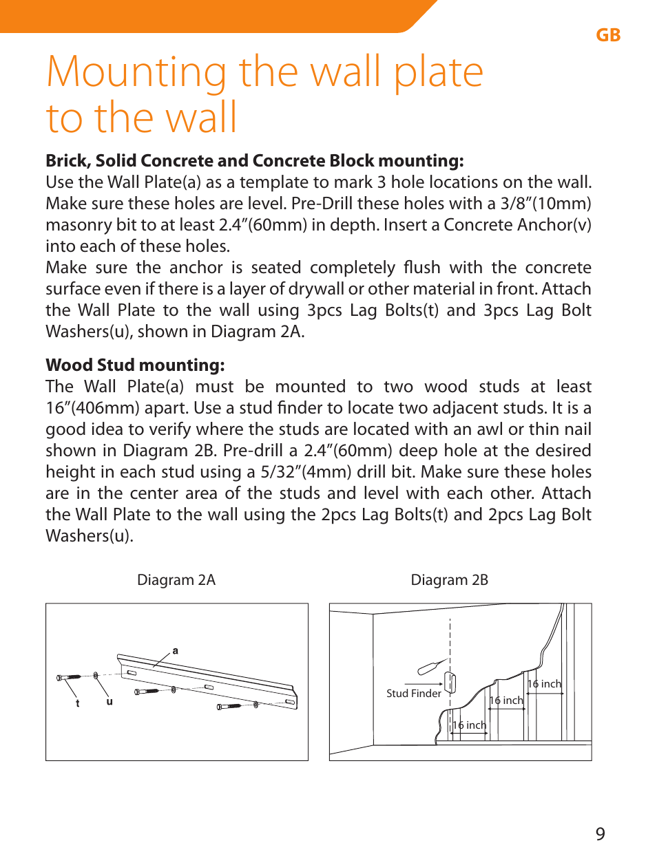 Mounting the wall plate to the wall | Acme PLB114S User Manual | Page 9 / 100