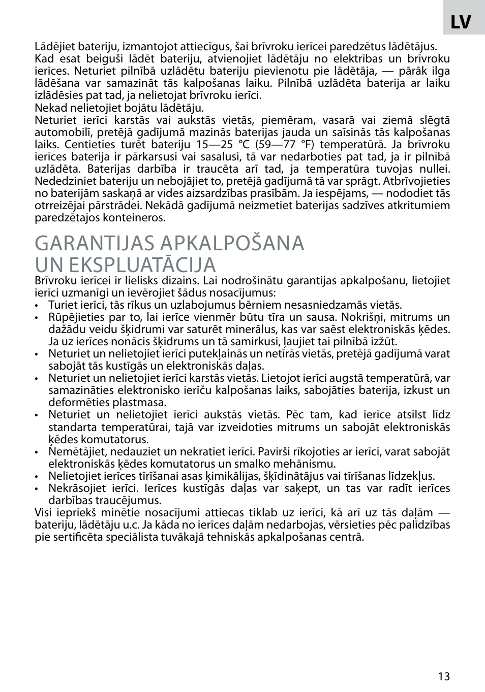 Garantijas apkalpošana un ekspluatācija | Acme BH-02 User Manual | Page 13 / 28