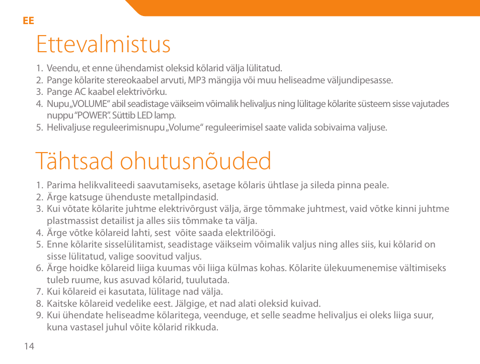 Ettevalmistus, Tähtsad ohutusnõuded | Acme NI-51 User Manual | Page 14 / 52