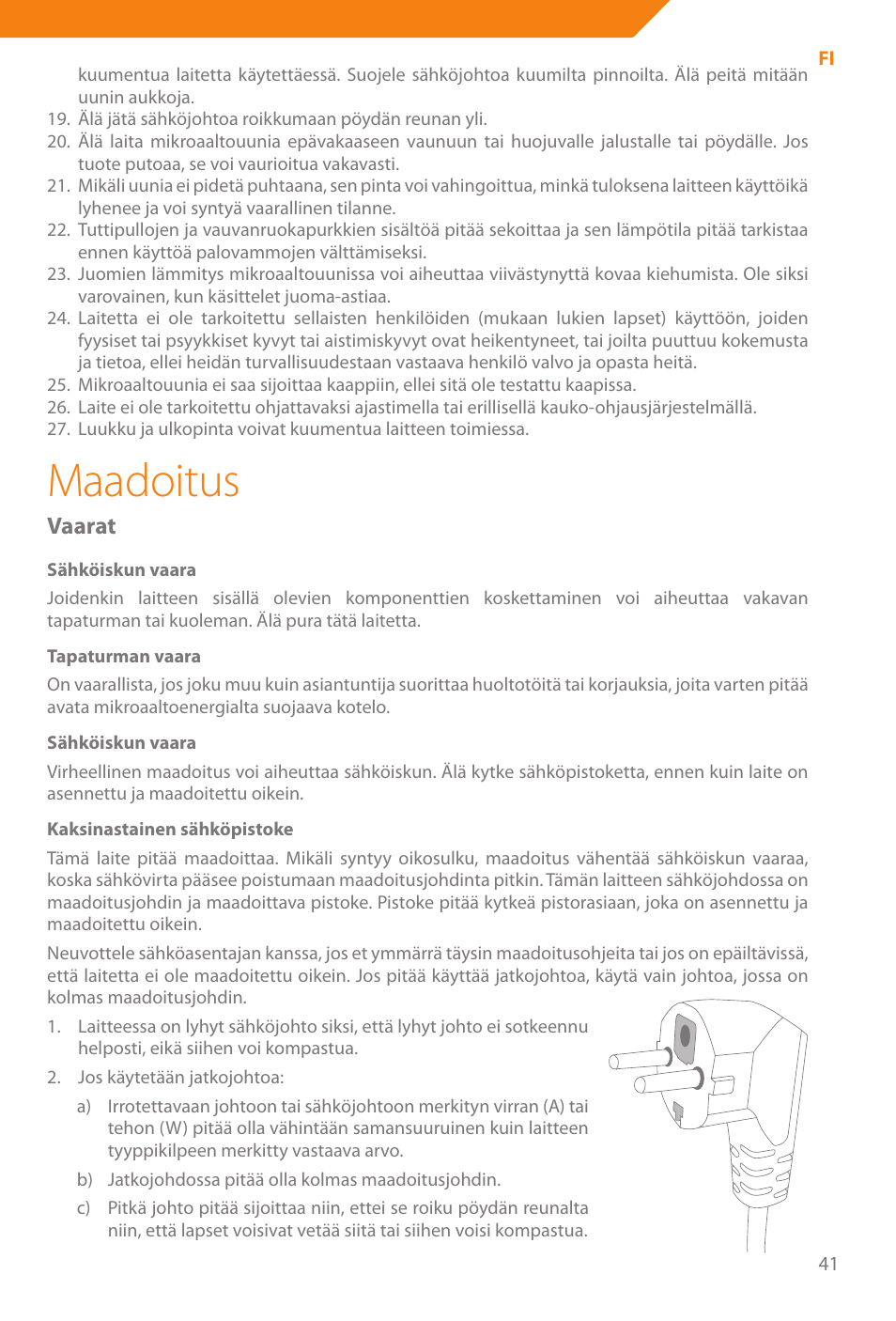 Maadoitus, Vaarat | Acme WE100 User Manual | Page 41 / 90