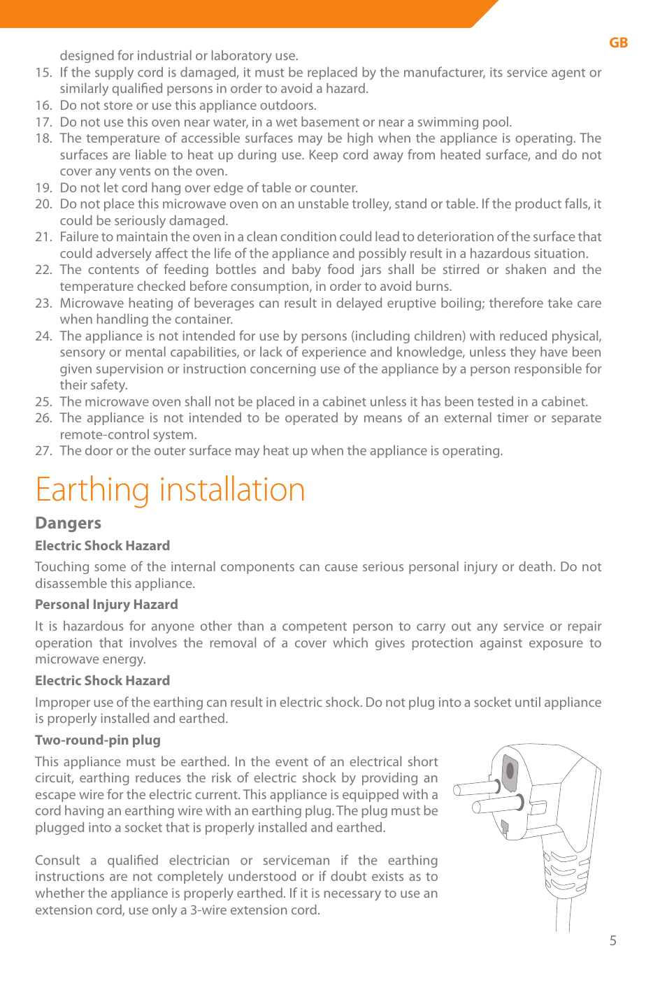 Earthing installation, Dangers | Acme WE100 User Manual | Page 5 / 90
