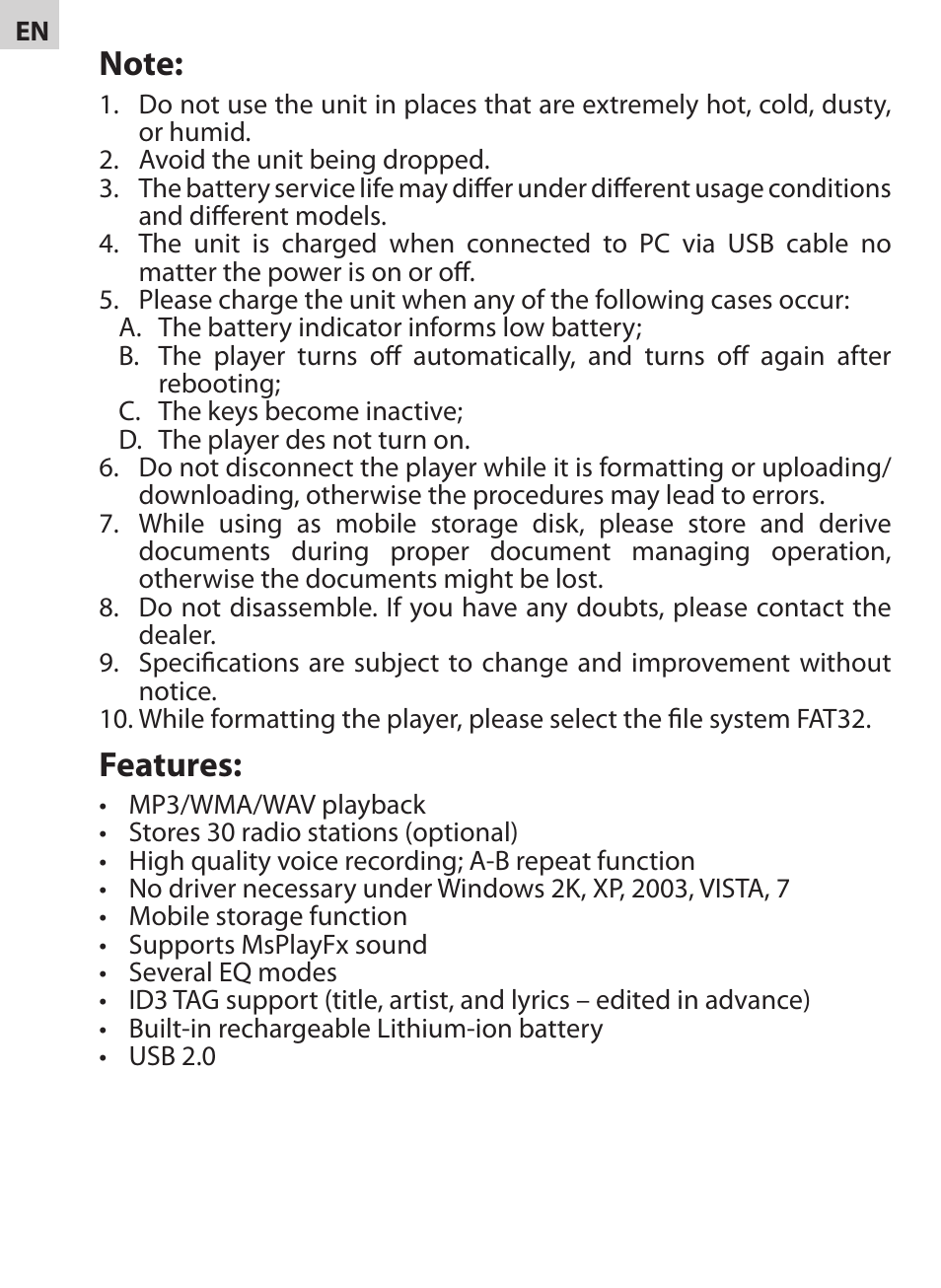 Features | Acme V-130 User Manual | Page 2 / 88