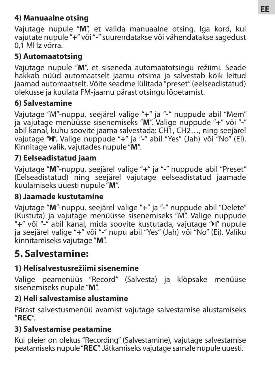 Salvestamine | Acme V-130 User Manual | Page 33 / 88