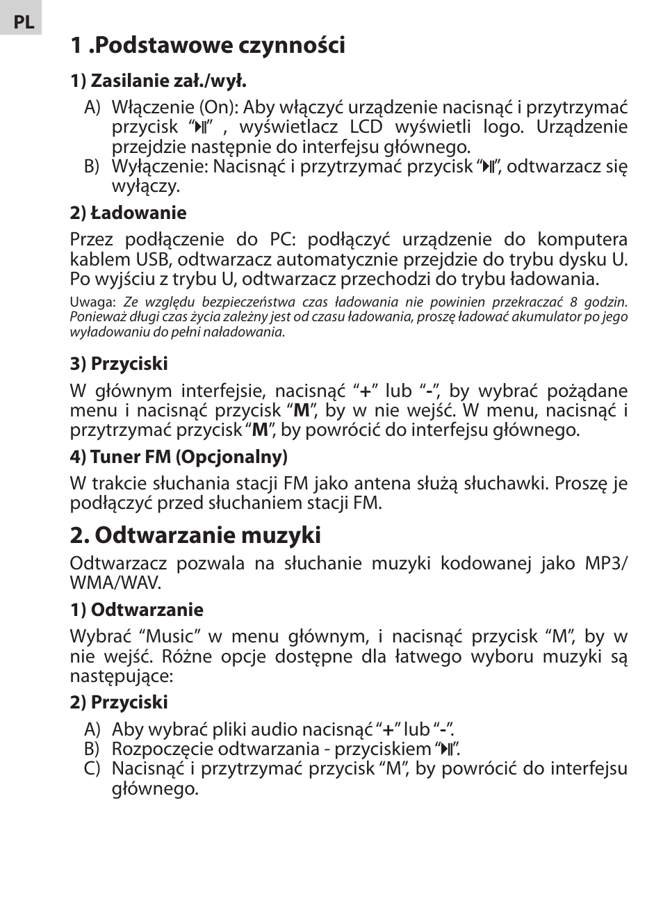 1 .podstawowe czynności, Odtwarzanie muzyki | Acme V-130 User Manual | Page 70 / 88