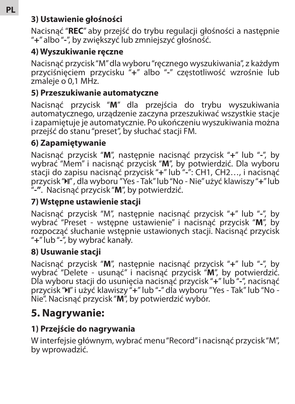 Nagrywanie | Acme V-130 User Manual | Page 72 / 88