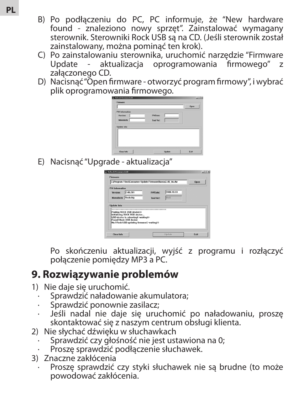 Rozwiązywanie problemów | Acme V-130 User Manual | Page 76 / 88