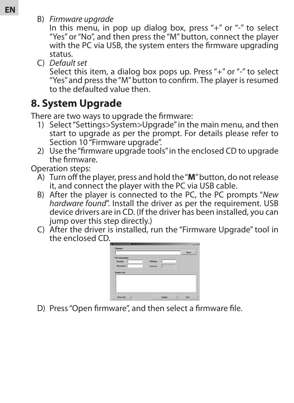 System upgrade | Acme V-130 User Manual | Page 8 / 88