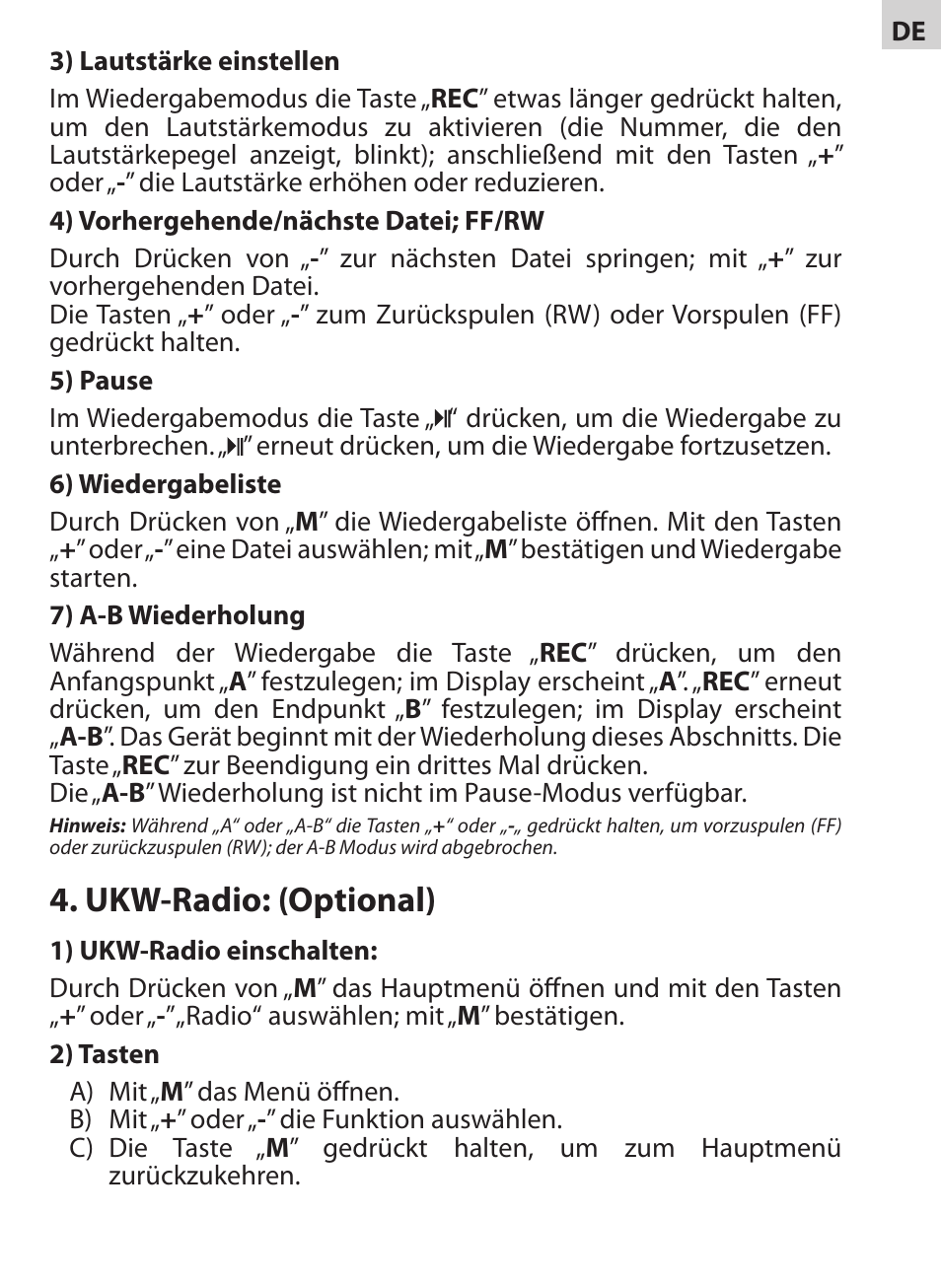 Ukw-radio: (optional) | Acme V-130 User Manual | Page 81 / 88