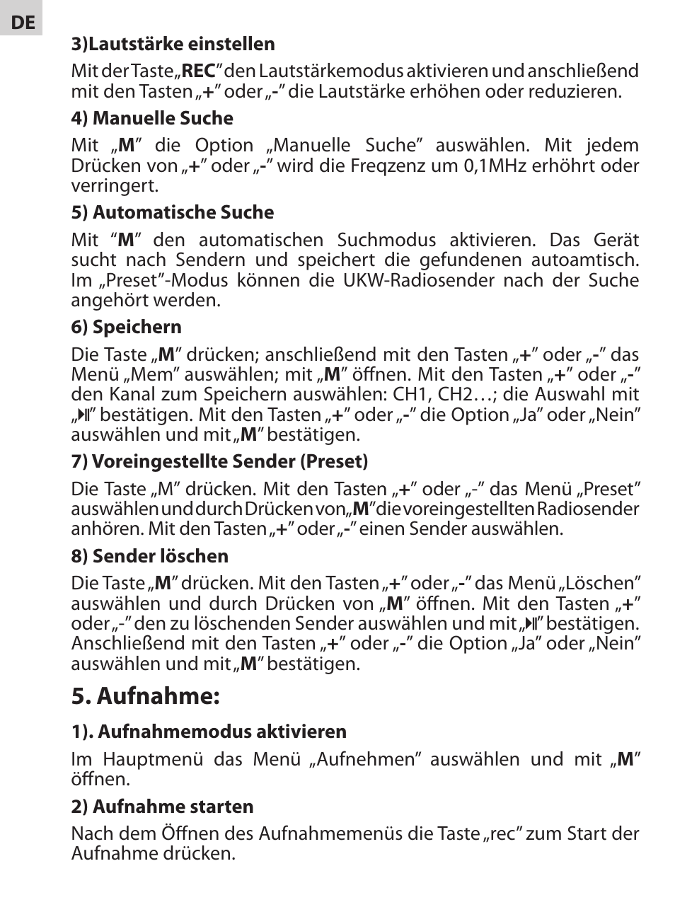 Aufnahme | Acme V-130 User Manual | Page 82 / 88